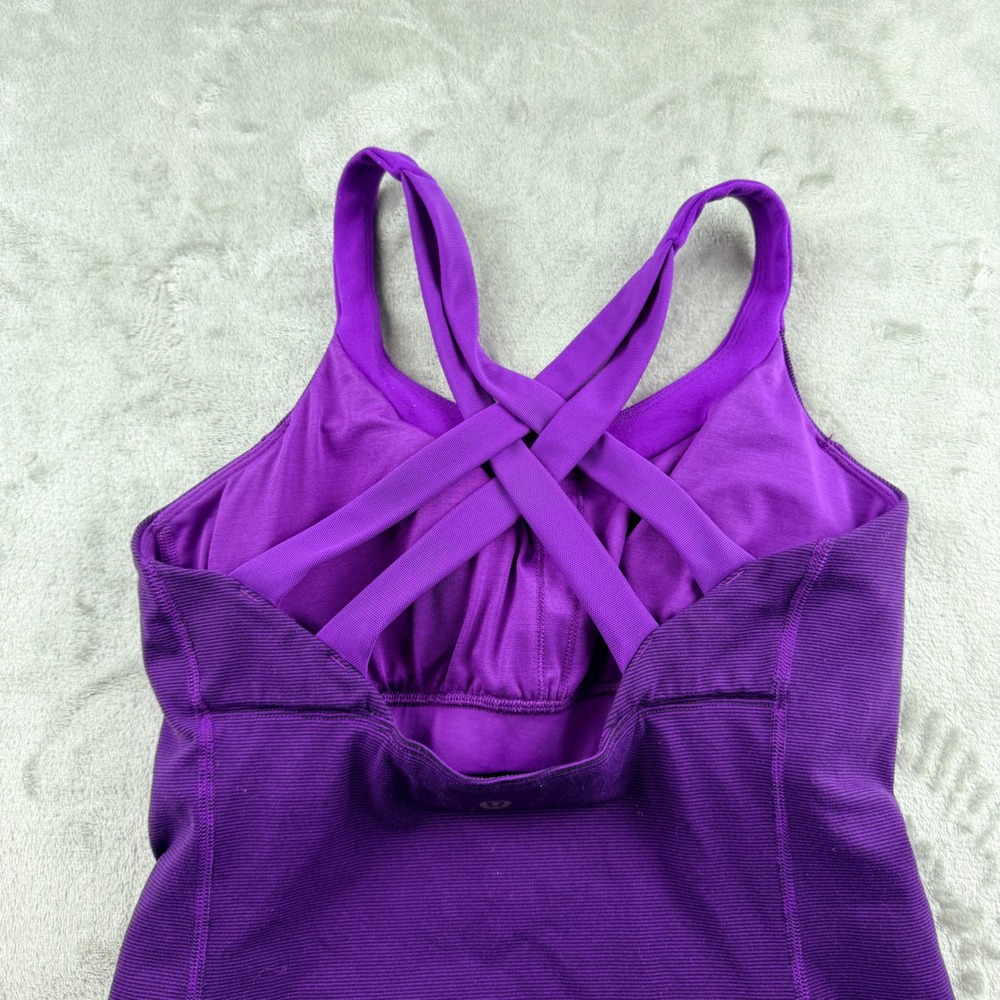 Lululemon Free To Be Women's Size 6 Tank Purple Striped Strappy Back Yoga Top - Picture 5 of 7